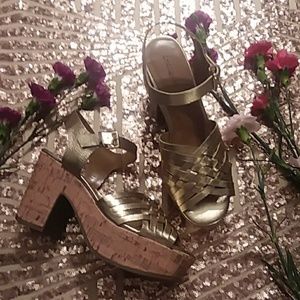 Ladies metallic high heel sandals